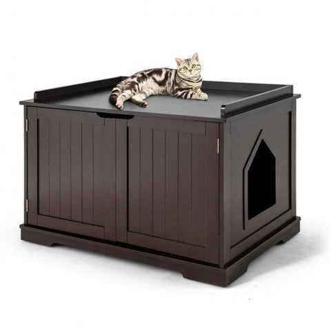 Spacious Cat Litter Box Double Doors and Removable Divider for Convenience