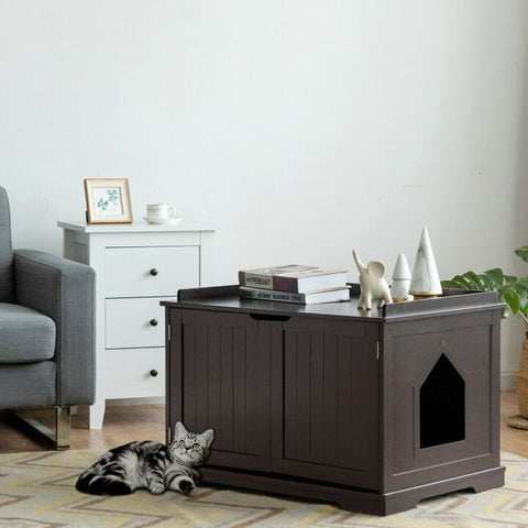 Spacious Cat Litter Box Double Doors and Removable Divider for Convenience