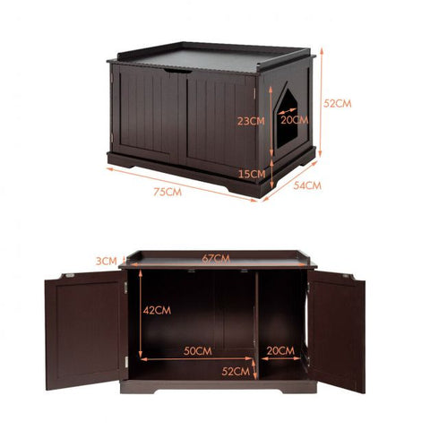 Spacious Cat Litter Box Double Doors and Removable Divider for Convenience