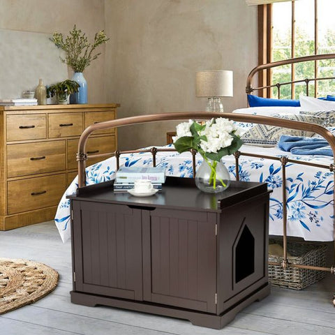 Spacious Cat Litter Box Double Doors and Removable Divider for Convenience