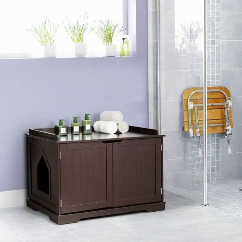Spacious Cat Litter Box Double Doors and Removable Divider for Convenience