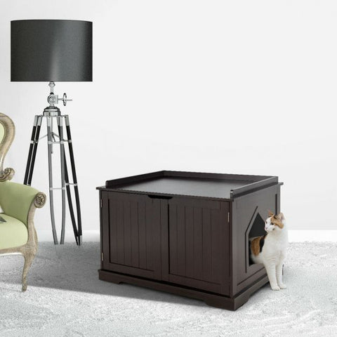 Spacious Cat Litter Box Double Doors and Removable Divider for Convenience