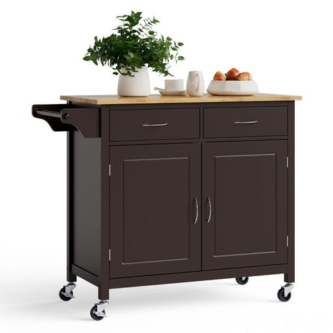 Simple and Modern Kitchen Island with Movable Wheels and Double Doors