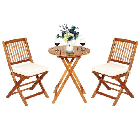 Compact Garden Foldable Dining Table and Chairs Set in Blue