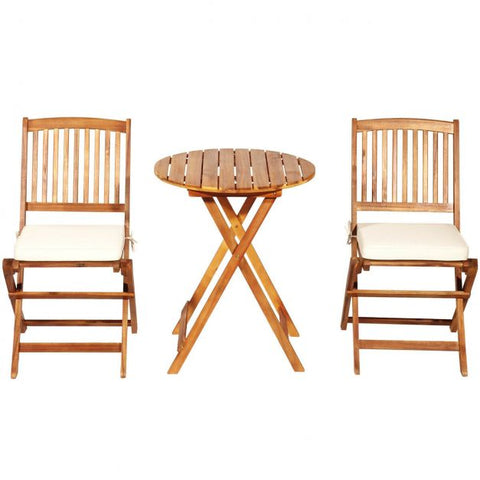 Compact Garden Foldable Dining Table and Chairs Set in Blue