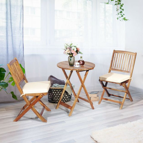 Compact Garden Foldable Dining Table and Chairs Set in Blue