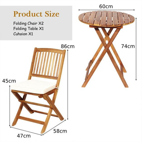 Compact Garden Foldable Dining Table and Chairs Set in Blue