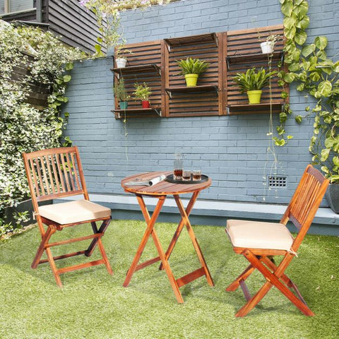Compact Garden Foldable Dining Table and Chairs Set in Blue
