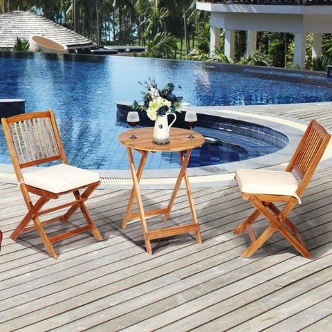 Compact Garden Foldable Dining Table and Chairs Set in Blue