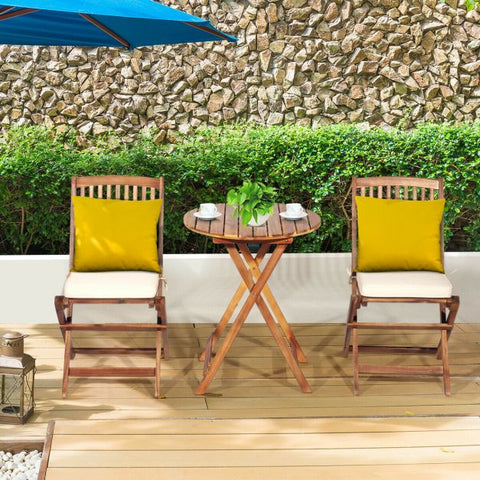 Compact Garden Foldable Dining Table and Chairs Set in Blue