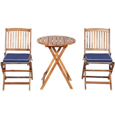 Compact Garden Foldable Dining Table and Chairs Set in Blue