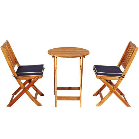 Compact Garden Foldable Dining Table and Chairs Set in Blue