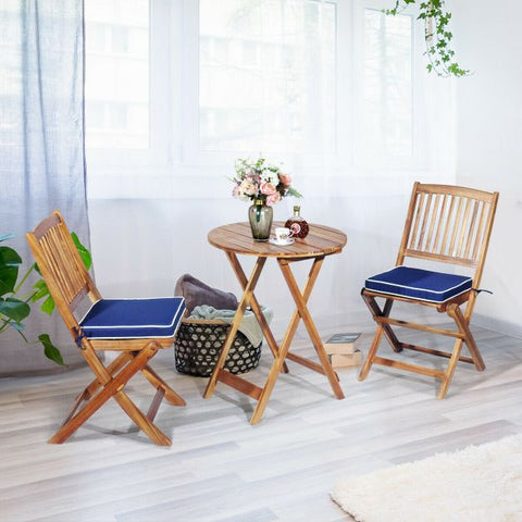 Compact Garden Foldable Dining Table and Chairs Set in Blue