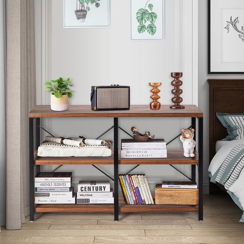 Rustic Spacious Entryway Console Table with Stable X Shaped Back