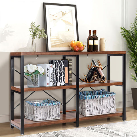 Rustic Spacious Entryway Console Table with Stable X Shaped Back