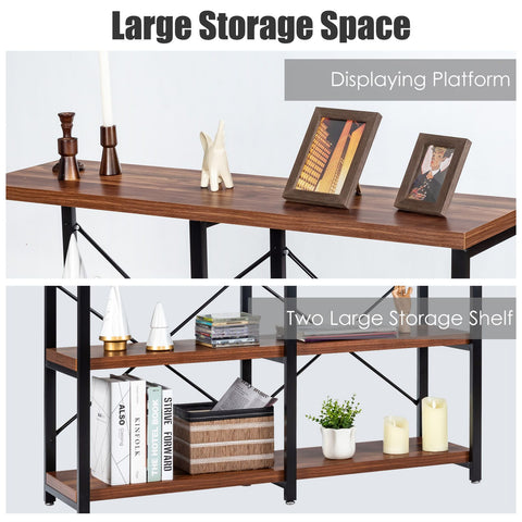 Rustic Spacious Entryway Console Table with Stable X Shaped Back