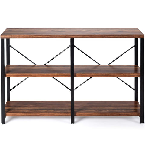 Rustic Spacious Entryway Console Table with Stable X Shaped Back