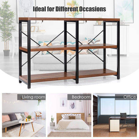 Rustic Spacious Entryway Console Table with Stable X Shaped Back