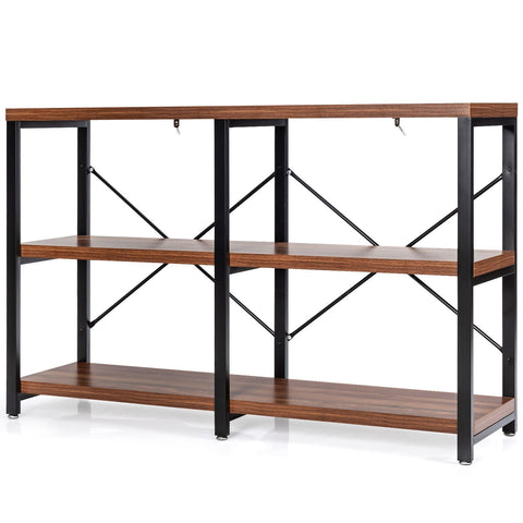 Rustic Spacious Entryway Console Table with Stable X Shaped Back