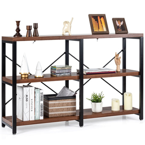 Rustic Spacious Entryway Console Table with Stable X Shaped Back