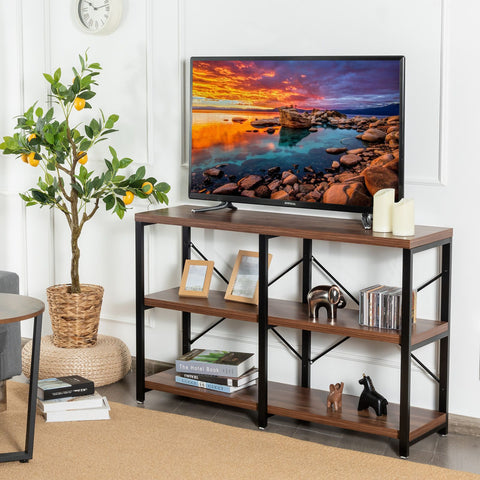 Rustic Spacious Entryway Console Table with Stable X Shaped Back