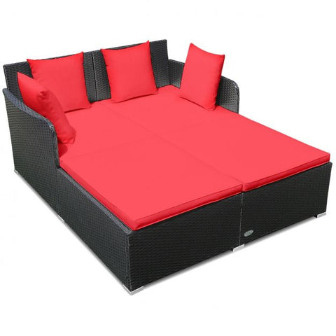 Spacious Garden Daybed Furniture Set with soft Cushions in White