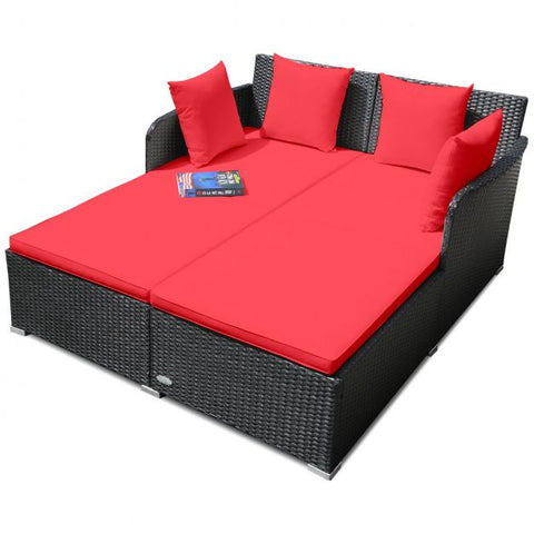Spacious Garden Daybed Furniture Set with soft Cushions in White