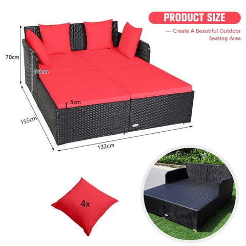 Spacious Garden Daybed Furniture Set with soft Cushions in White