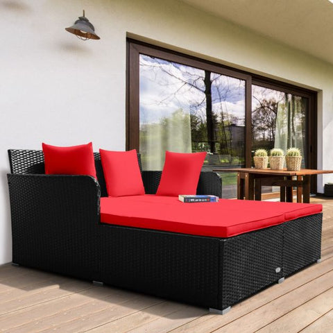 Spacious Garden Daybed Furniture Set with soft Cushions in White