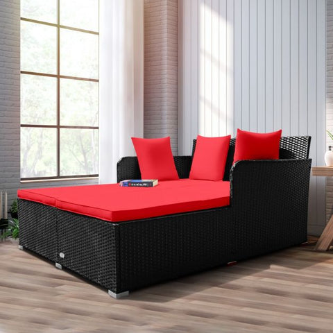 Spacious Garden Daybed Furniture Set with soft Cushions in White