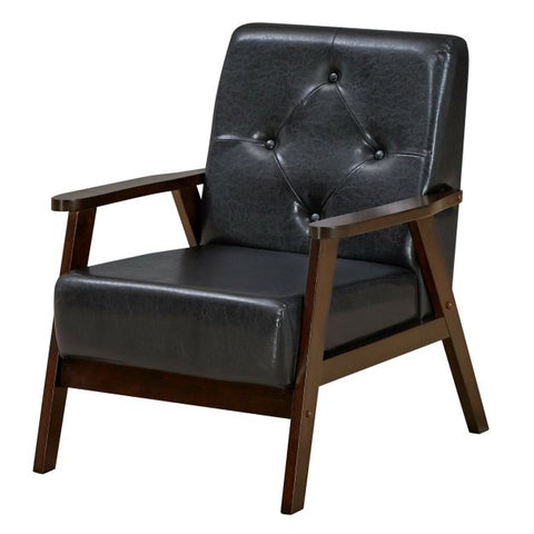 Homely Lean Back Armchair with PU Leather in Black
