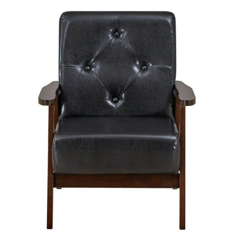 Homely Lean Back Armchair with PU Leather in Black