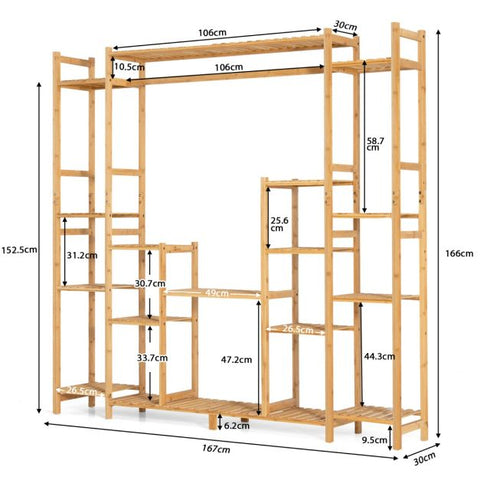 Versatile 9 Tier Bamboo Plant Stand with Crisscross Design