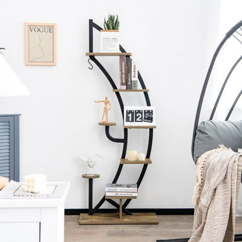 Elegant 8 Tier Half Moon Plant Stand with Hooks