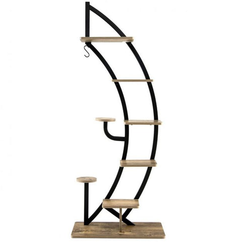 Elegant 8 Tier Half Moon Plant Stand with Hooks