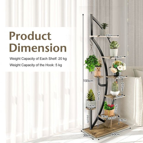 Elegant 8 Tier Half Moon Plant Stand with Hooks