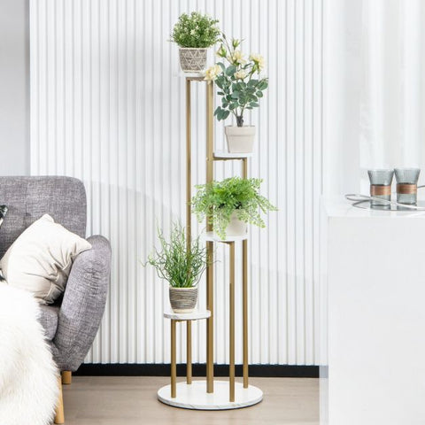 Patio 5 Tier Plant Stand with Tall Design and Metal Frame
