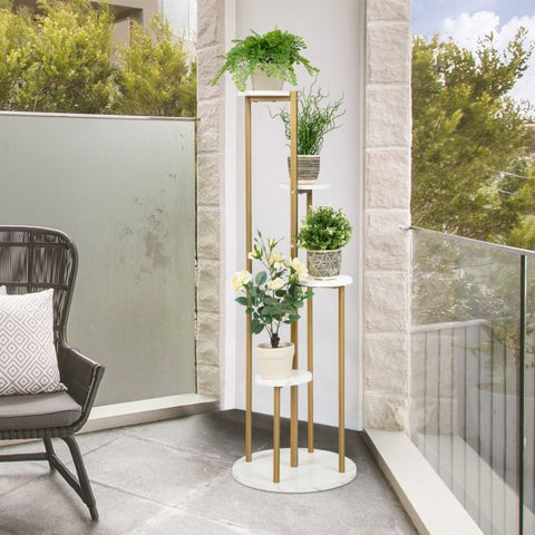 Patio 5 Tier Plant Stand with Tall Design and Metal Frame