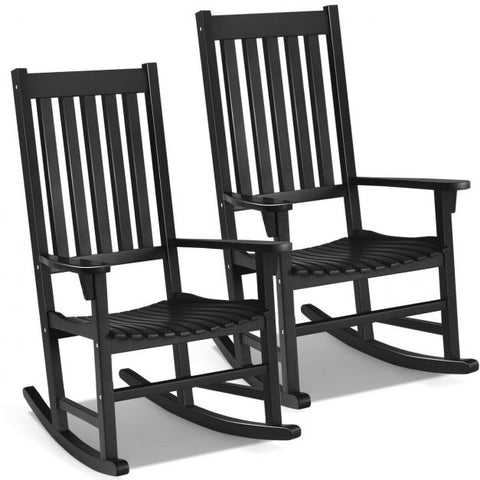 Indoor or Outdoor Wooden Rocking Chair with Ergonomic Design in Black