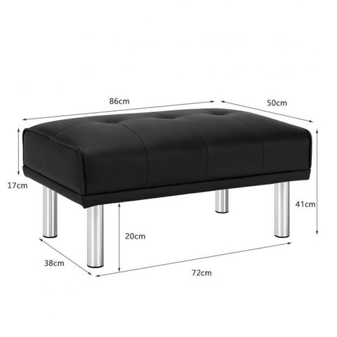 Luxury Medium Size Footstool with Sliver Legs and PU Leather