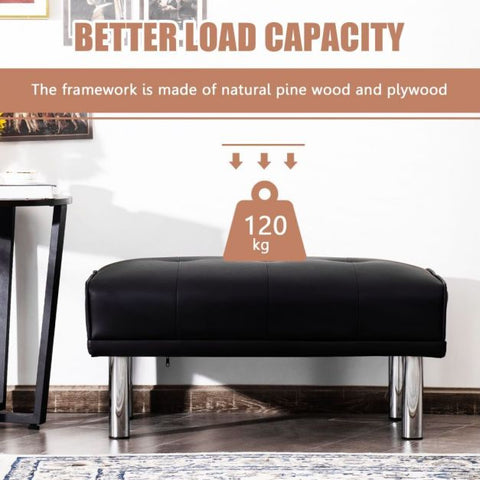 Luxury Medium Size Footstool with Sliver Legs and PU Leather