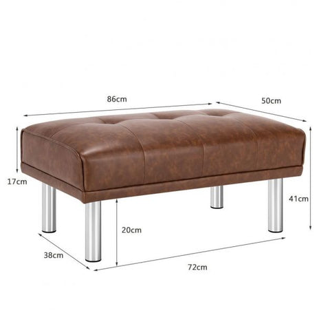 Luxury Medium Size Footstool with Sliver Legs and PU Leather
