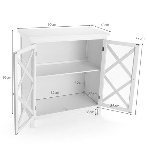 Modern Storage Cabinet with Moveable Shelves and Exquisite Door Design in White