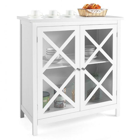 Modern Storage Cabinet with Moveable Shelves and Exquisite Door Design in White