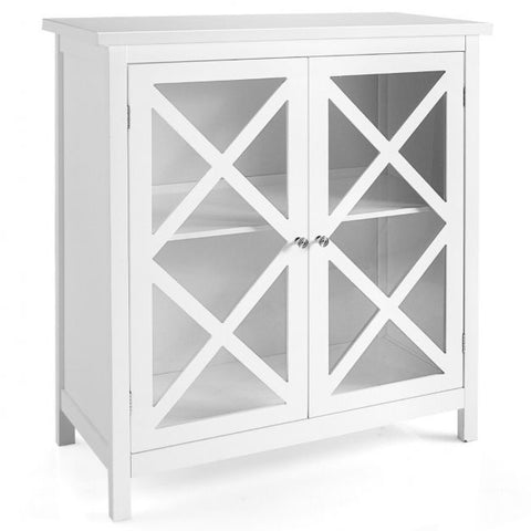 Modern Storage Cabinet with Moveable Shelves and Exquisite Door Design in White
