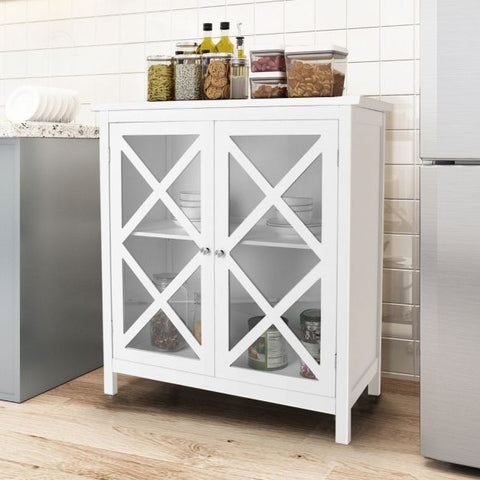 Modern Storage Cabinet with Moveable Shelves and Exquisite Door Design in White