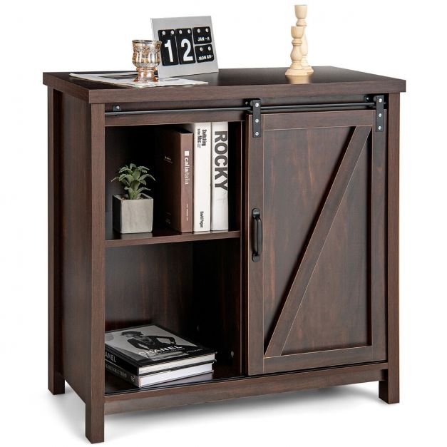 Rustic Style Kitchen Storage Cabinet with Retro Appeal and Sliding Bar ...