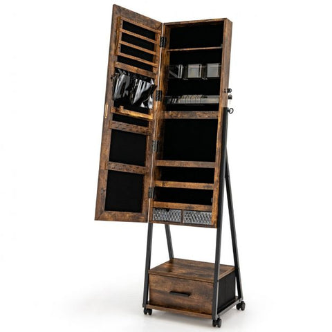 Moveable Standing Jewellery Mirror with Storages and Locks