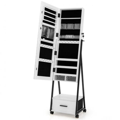 Moveable Standing Jewellery Mirror with Storages and Locks