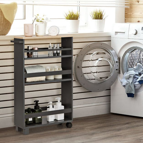 Stylish and Compact Storage Cart with 4 Tiers and Slide-out Design
